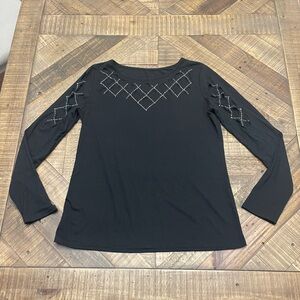 Stylish Black Long Sleeve Top with Studded Design